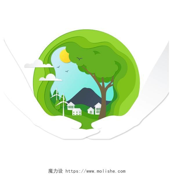 环境保护世界卫生地球日卡通